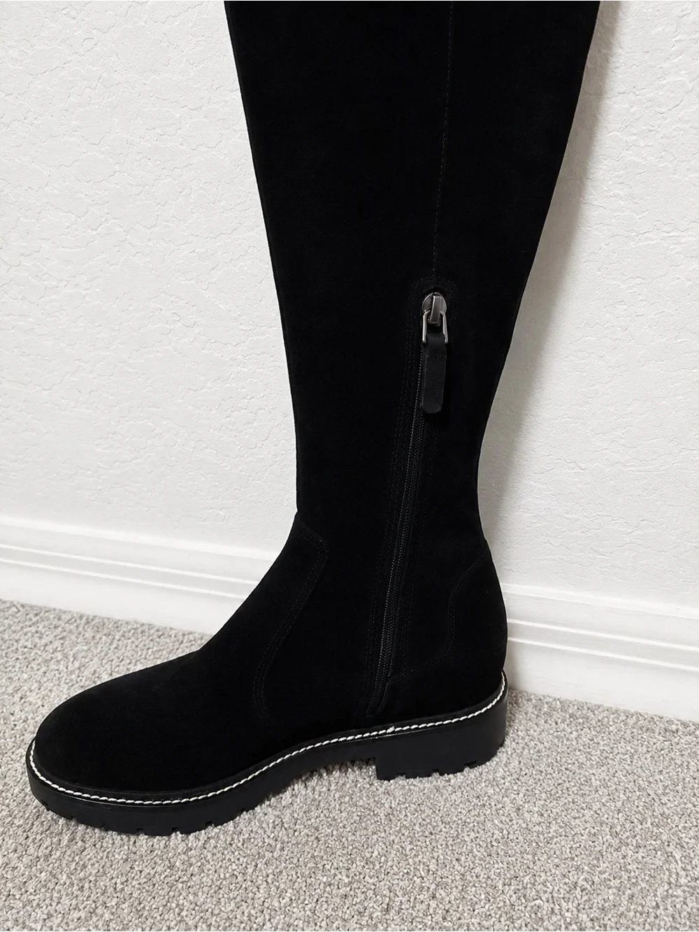 NWOT Tory Burch Miller Black Suede Over-the-Knee Lug sole Boots 6